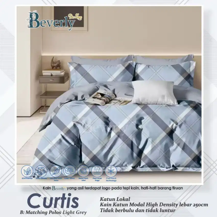 Seprei set katun dingin minimalis biru
