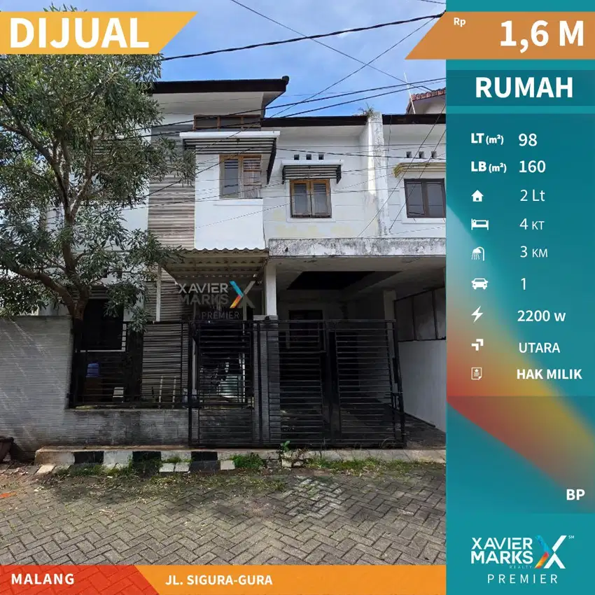 Dijual Rumah Bagus 2 Lantai di Bendungan Sigura Gura Lowokwaru Malang