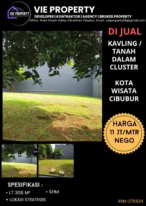 KAVLING JUAL MURAH TINGGAL BANGUN DI KOTA WISATA