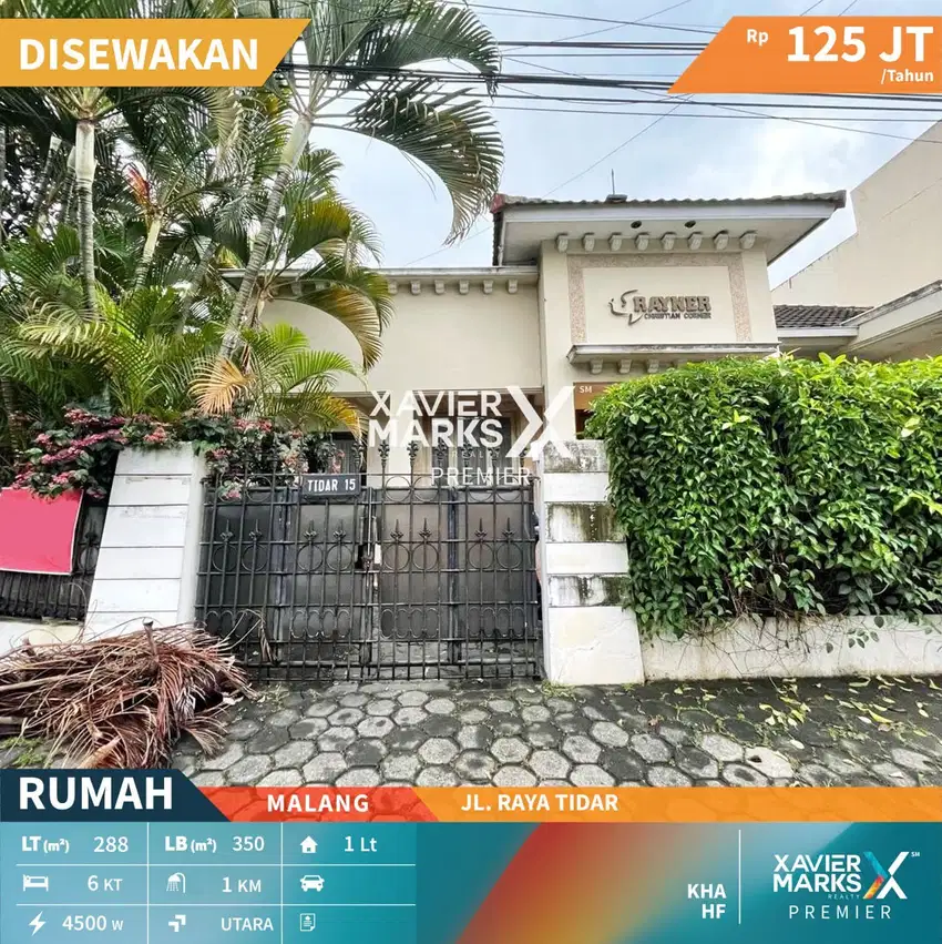 Disewakan Rumah Terawat Strategis di Tepi Jalan Raya Tidar Malang
