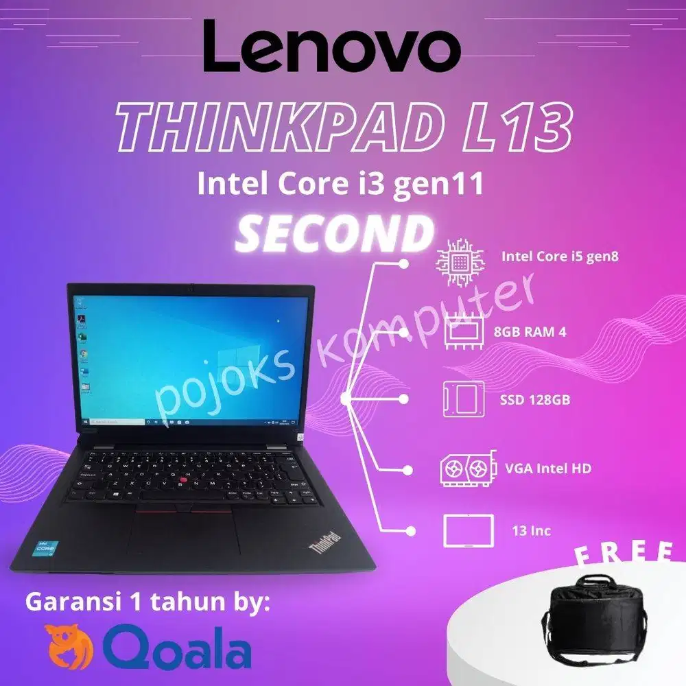 LAPTOP (LENOVO THINKPAD L13) CORE i3 GEN11 8GB RAM4 SSD256GB SECOND NB