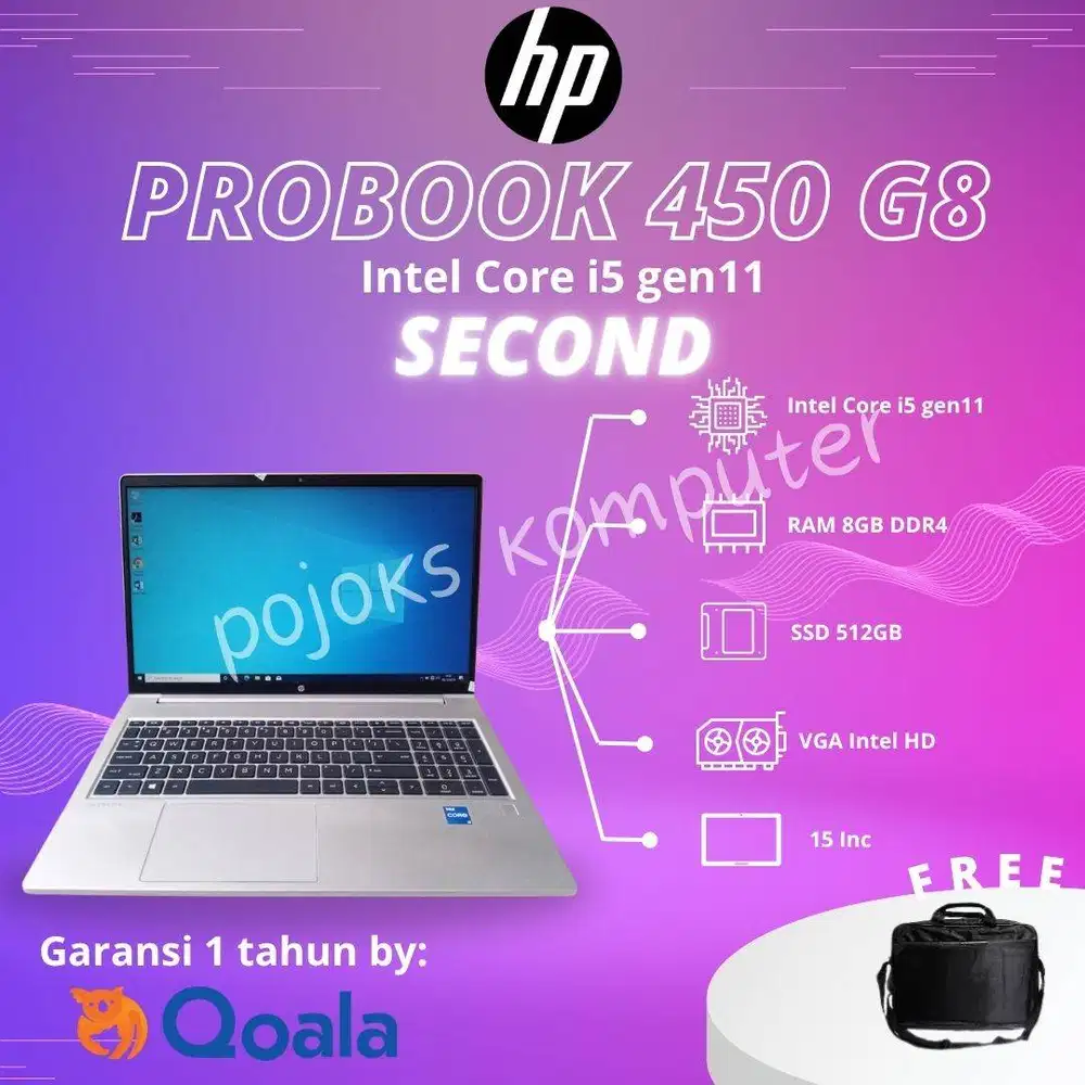 LAPTOP (HP PROBOOK 450 G8) CORE i5 GEN11 8GB SSD 512GB SECOND NB