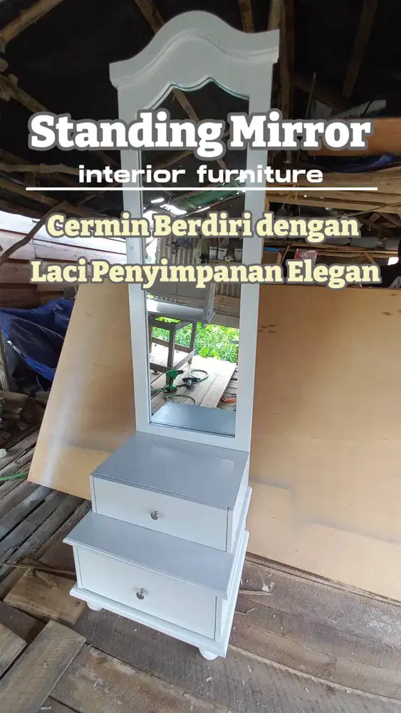 STANDING MIROR+LACI/MEJA RIAS BERDIRI DENGAN PENYIMPANAN