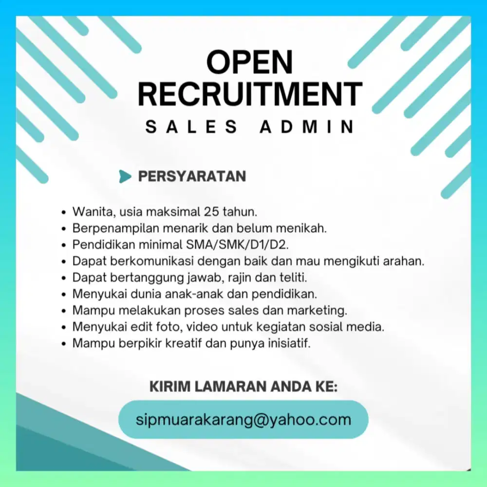 Lowongan kerja Admin Sempoa SIP Muara Karang