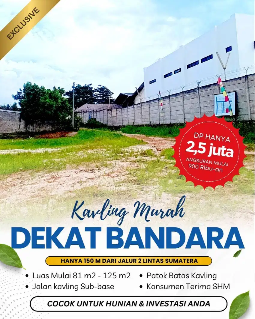 KAVLING NATAR DEKAT PASAR DAN BANDARA RADEN INTAN