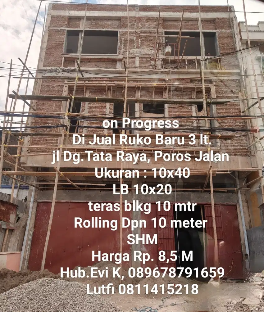 Di Jual Ruko 2 Unit Plong dlmnya, Jl.dg.Tata Raya Poros Jalan