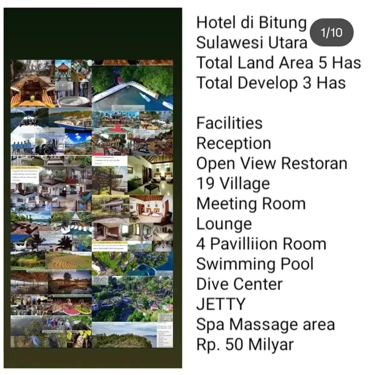 Hotel di Bitung Sulawesi Utara Total Land Area 5 Has Total Develop 3 H