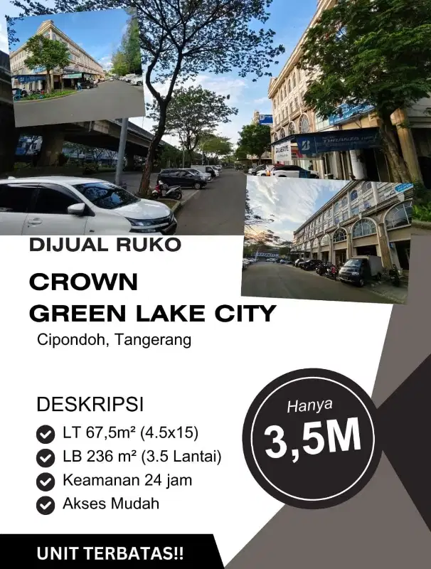 Ruko Crown Green Lake City, Cipondoh, Tangerang