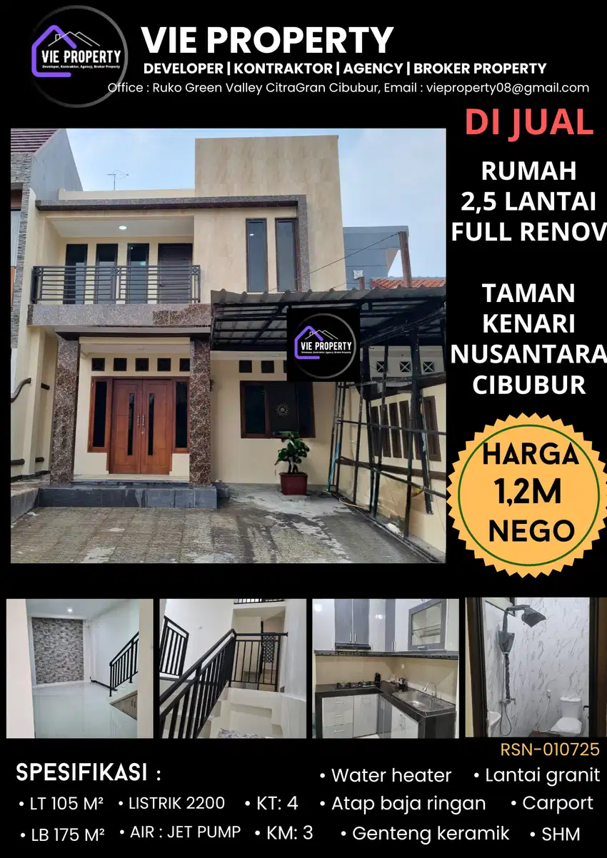 BANTING HARGA!  Dijual rumah murah di Taman Kenari Nusantara Cibubur