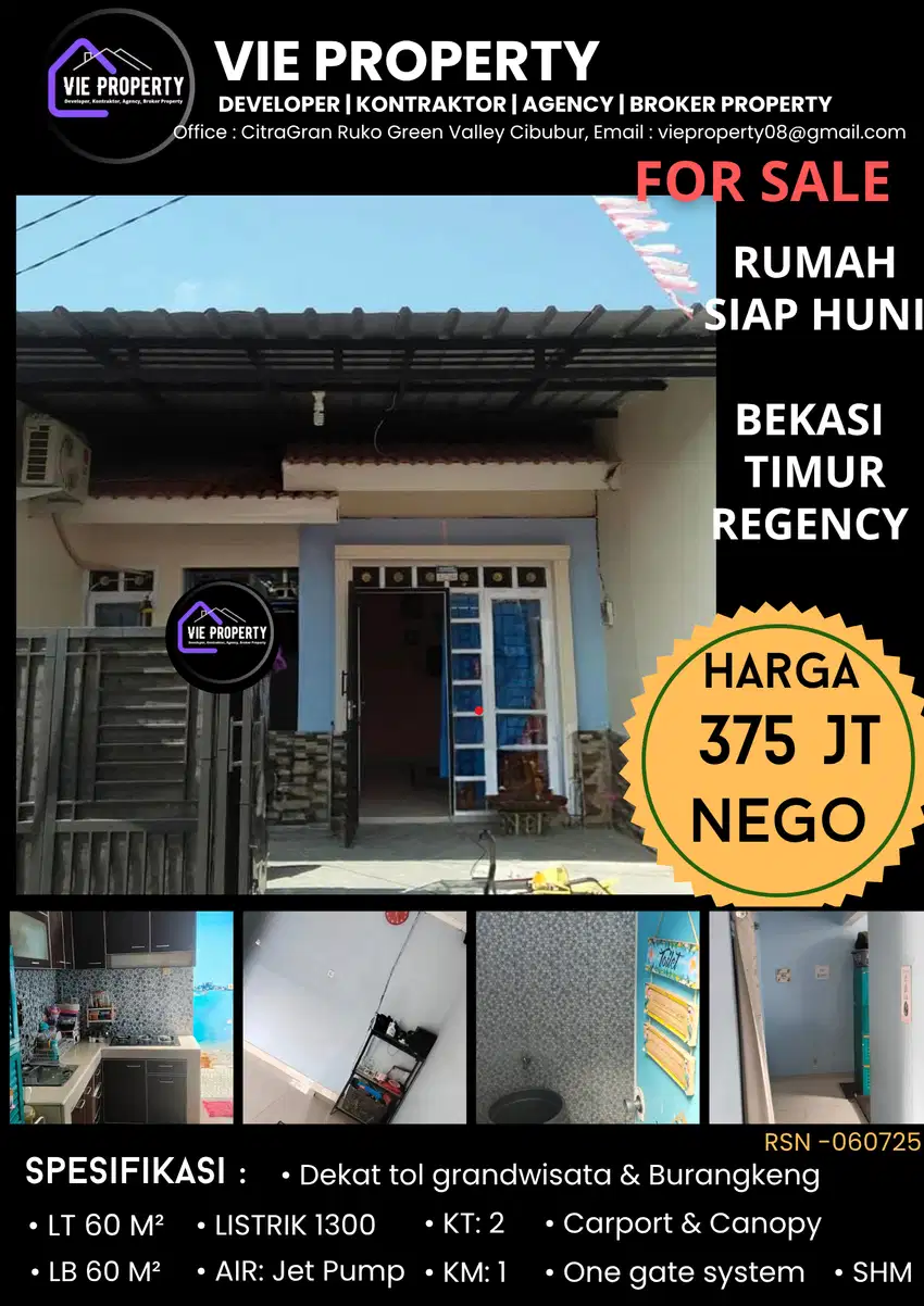 LAGI! TURUN HARGA JUAL CEPAT RUMAH CIBUBUR SIAP HUNI DI BEKASI TIMUR