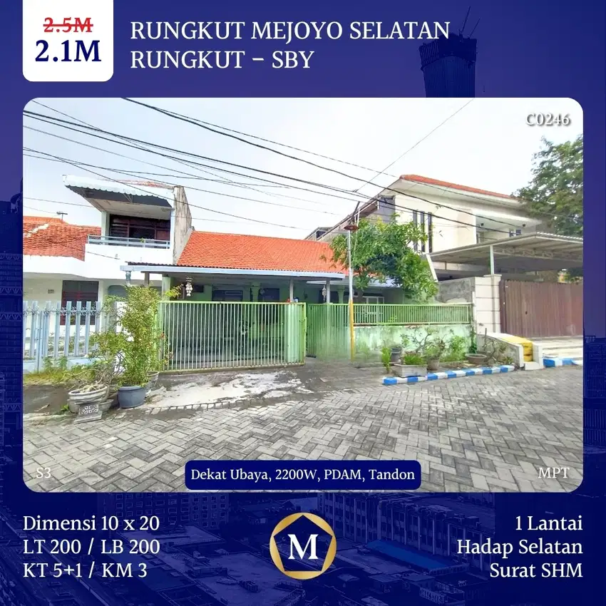 Rumah Rungkut Mejoyo Selatan Tenggilis depan UBAYA Cocok Untuk Kost
