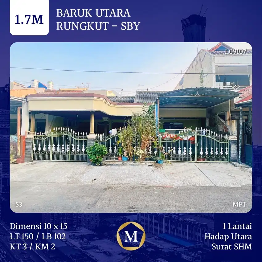 Rumah Baruk Utara Pondok Nirwana Kedung Baruk Rungkut dkt Nginden MERR