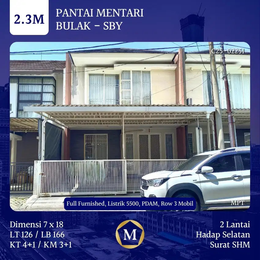 Rumah Pantai Mentari Kenjeran dkt MERR Pakuwon City Mulyosari Lebak