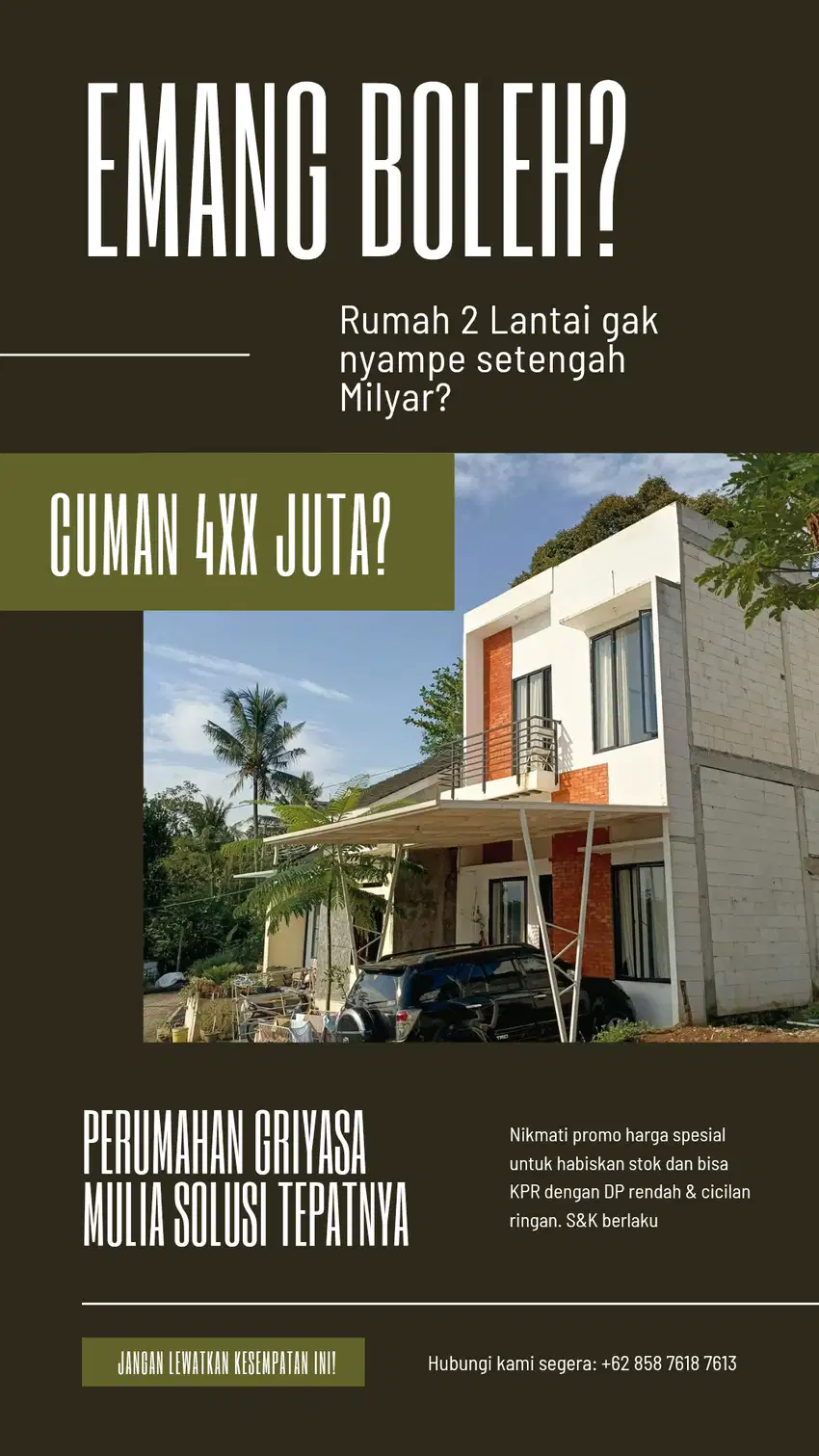 Rumah 2 Lantai Harga Terjangkau Bisa Diangsur