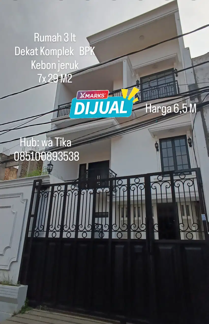 Disewakan Rumah 3 lt 7 x 29 m3 di BPK Kebon jeruk ada pool private unf