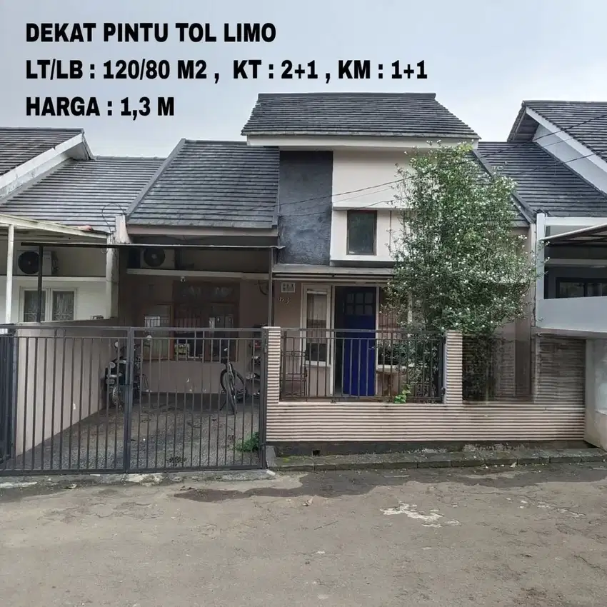Dijual Rumah Dalam Komplek Nempel Tol Limo