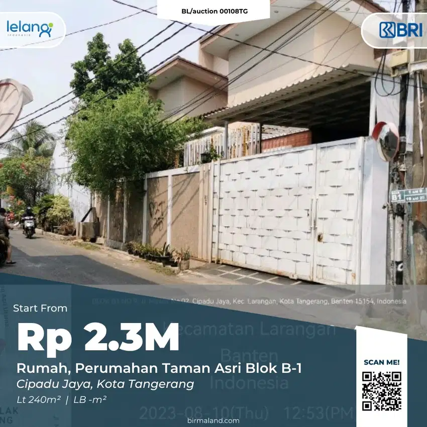 Rumah Dijual, Perum Taman Asri, Cipadu Jaya, Larangan Kota, Tangerang