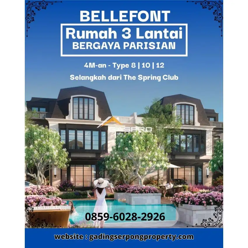Rumah Eropa Modern Pusat Gading Serpong Hanya di Bellefont Summarecon