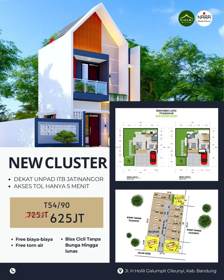 Flash Sale Rumah 2 Lantai Cluster Islami Strategis di Bandung Timur