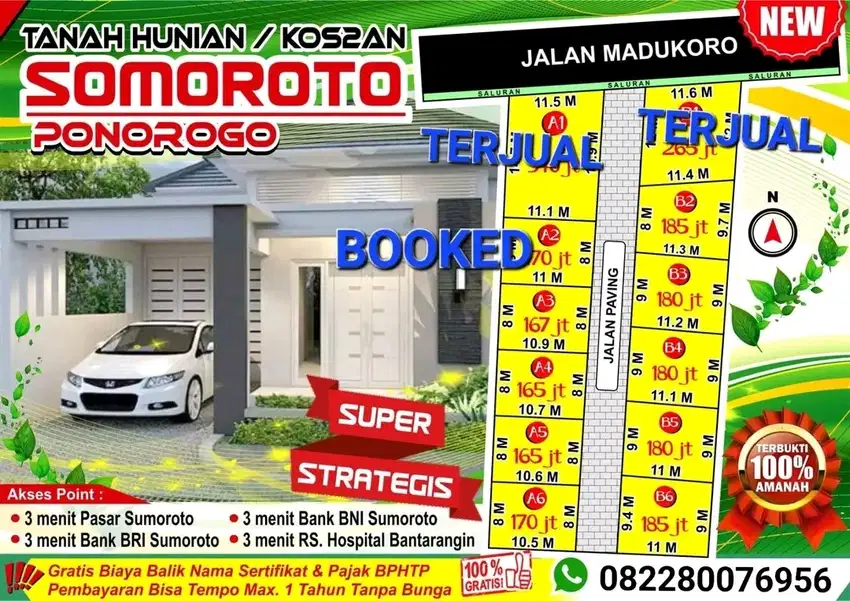 TANAH KAVLING STRATEGIS DEKAT PASAR SUMOROTO