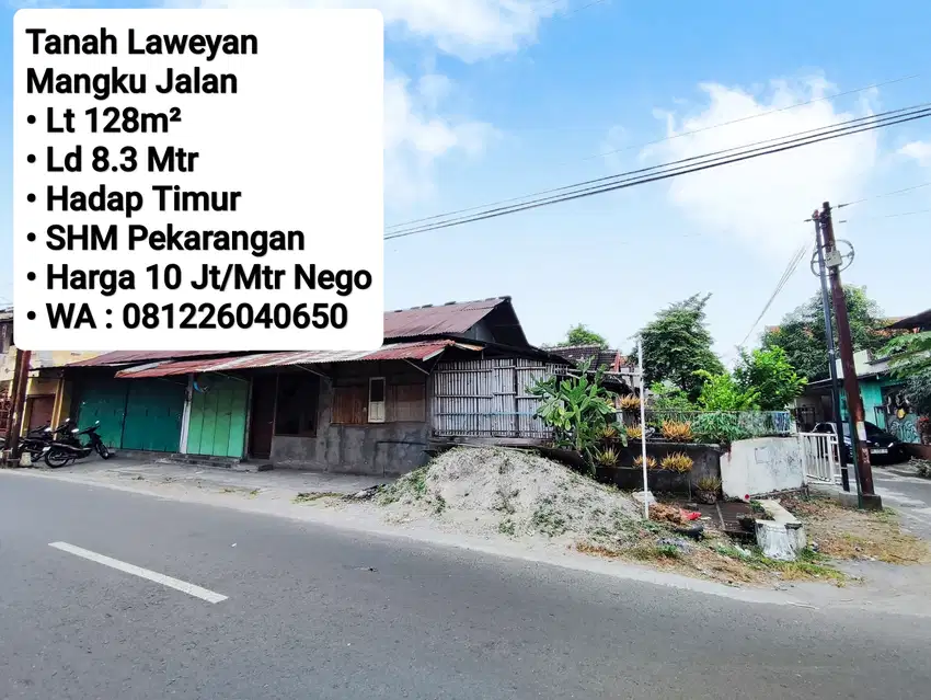Jual Tanah Mangku Jalan Area Laweyan, Cocok Untuk Usaha, Rumah, Dll