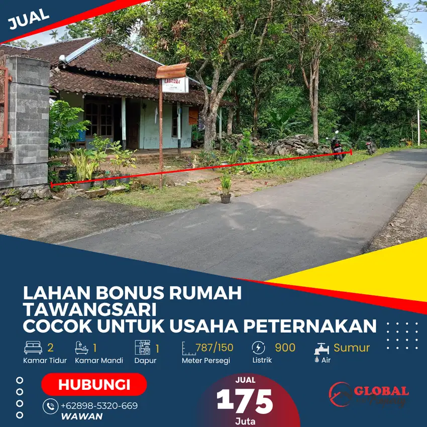 Tanah Luas Murah Bonus Bangunan Rumah Cocok untuk Usaha Peternakan