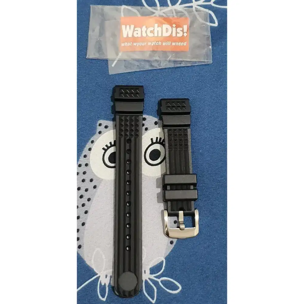 20mm Watchdis black waffle strap rubber tali jam seiko fat spring bar