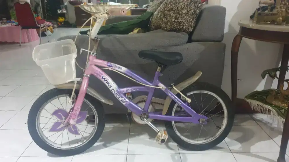 Sepeda Anak Wimcycle Skylab Pink Purple 16 inch Mini City Bike Cewek