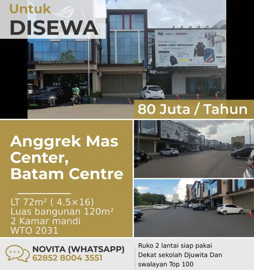 Ruko 2 lantai siap pakai di Anggrek Mas Center, Batam Centre