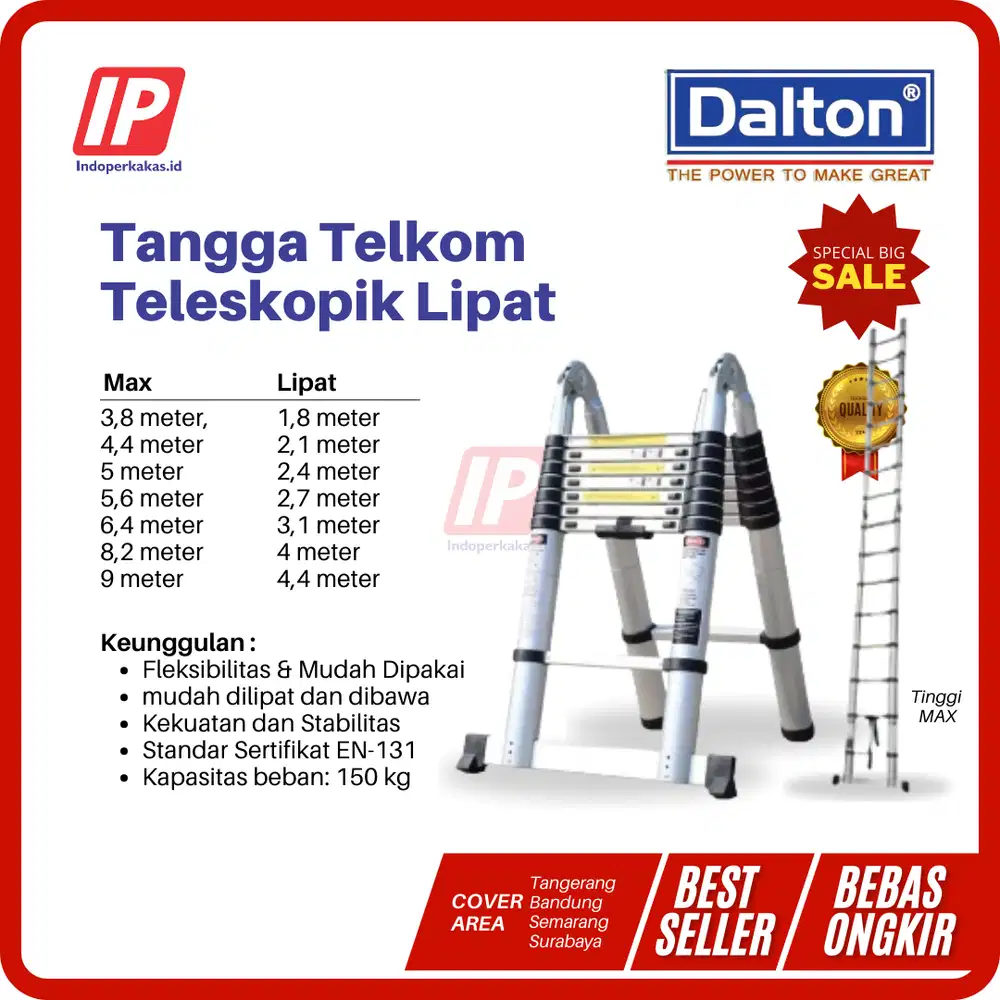 Jual Tangga Teleskopik Double Dalton Tinggi 10 Meter - Dalton Semarang