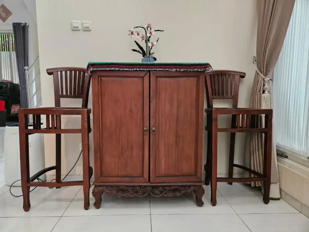 MEJA KONSUL KAYU JATI ASLI  SATU SET 2 KURSI