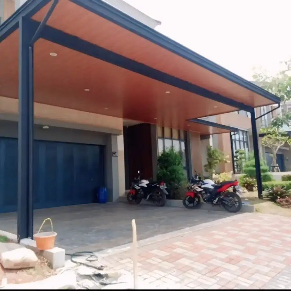 DESIGN EXTERIOR KANOPI ATAP ALDERON SINGEL PLUS PLAFON PVC MINIMALIS