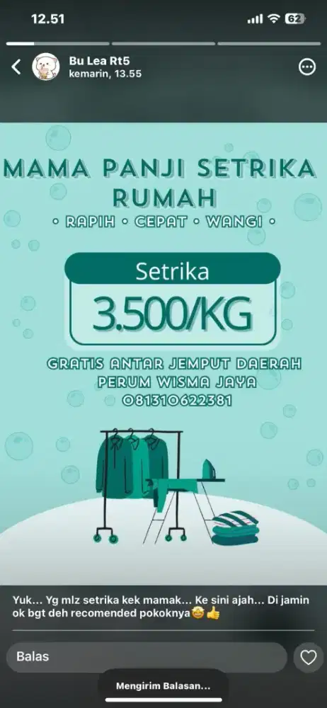 Jasa setrika rumahan