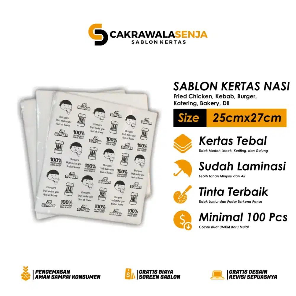 [MIN. 100 PCS] CETAK LOGO KERTAS NASI FRIED CHICKEN KEBAB BURGER KFC