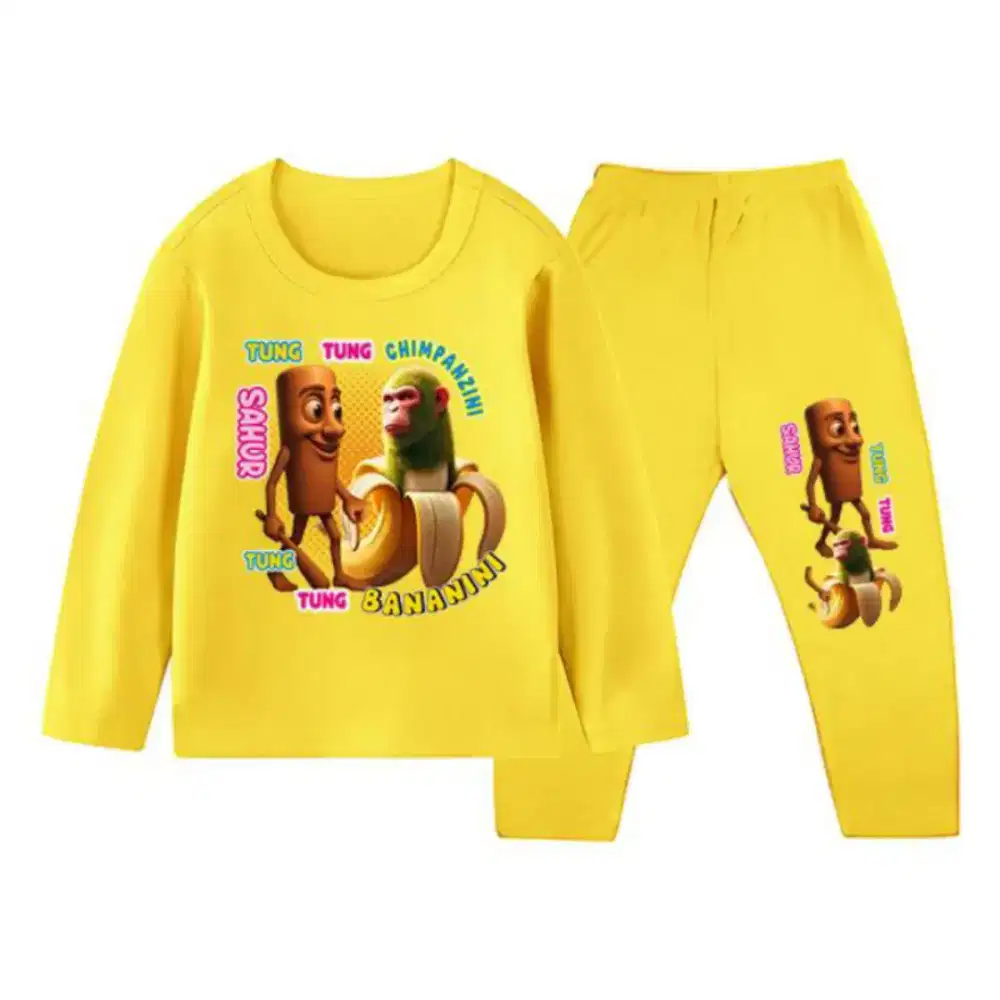 Set piyama anak cw cowo motif tung tung sahur viral
