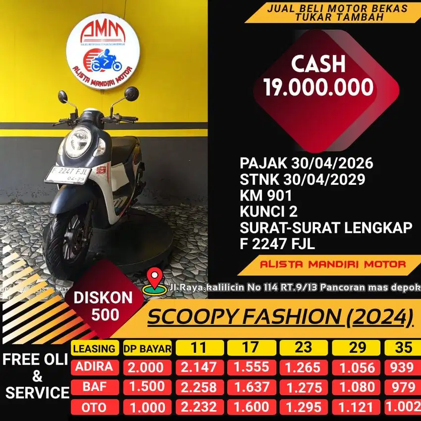 KREDIT DP 1JT SCCOPY FASHIOM TH 2024 KM 900 PERAK BODY MULUS PAJAK ON