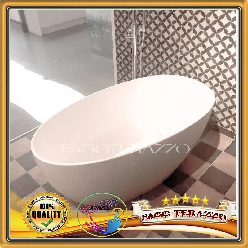 Bathtub Elips Teraso Portabel  Natural terazzo