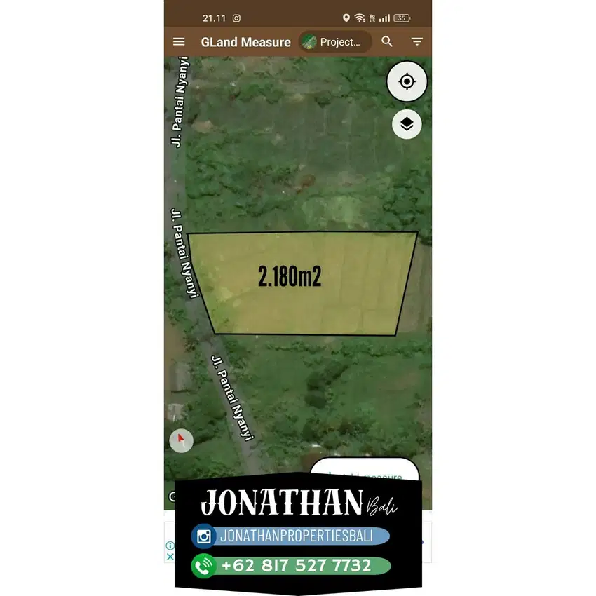 Dijual Tanah Lokasi Pantai Nyanyi dekat NUANU Beach - Lskni