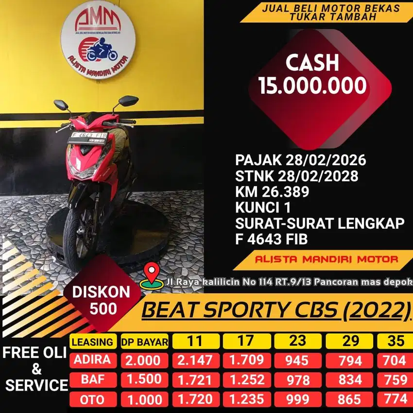 BEAT SPORTY CBS TH 2023 PAJAK ON BISA BAYAR VIA CC / PAYLATER