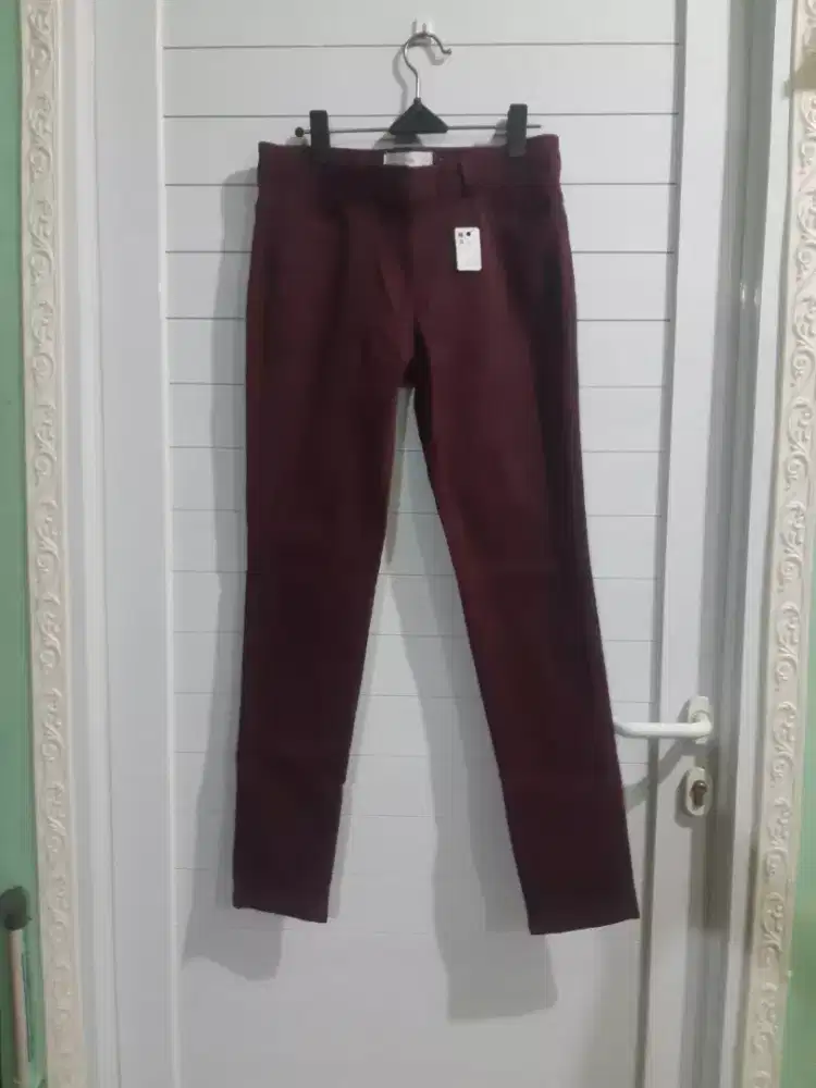 Celana jeans slimfit burgundy wanita s.sunny preloved tjap karoeng
