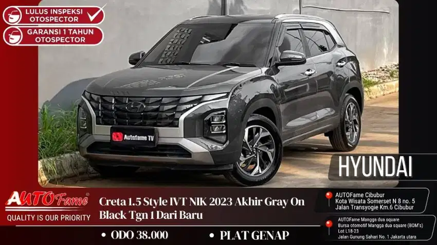 Hyundai Creta 1.5 Style IVT NIK 2023 Akhir Gray On Black