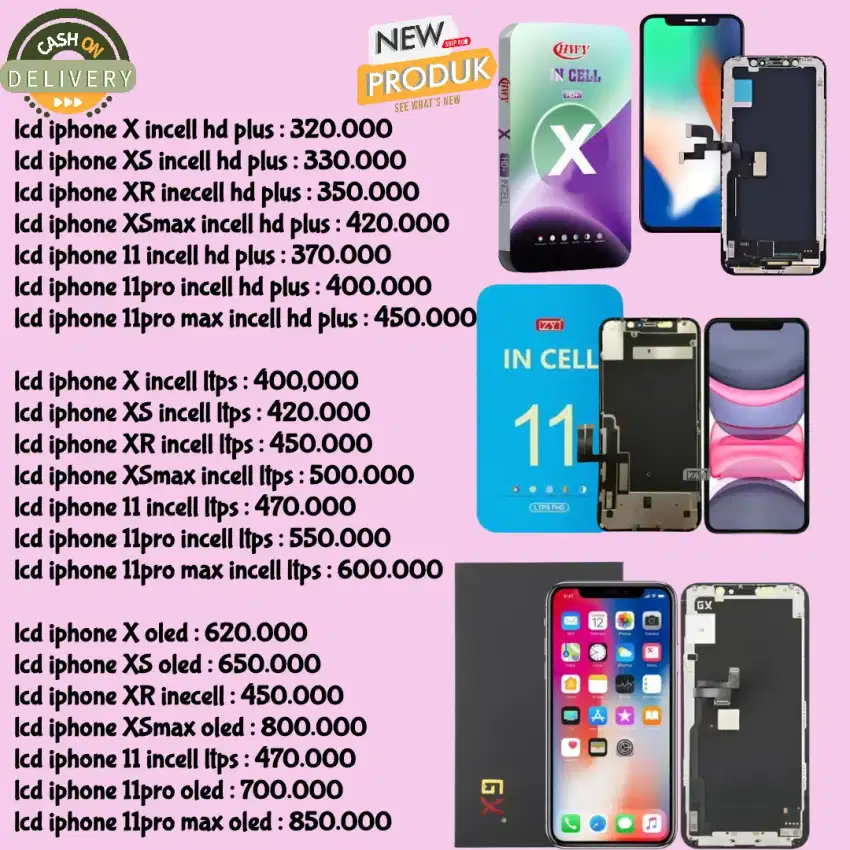 lcd iphone x xs xr xsmax 11 11pro new free pasang