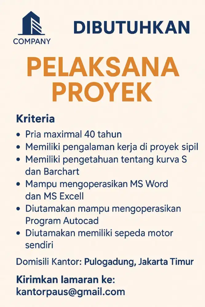 Lowongan Pelaksana Proyek