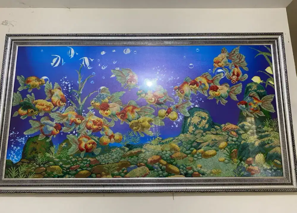 Lukisan diamond painting ikan koki