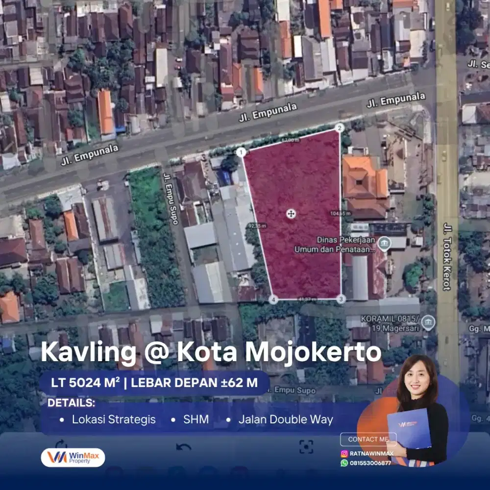 Dijual Kavling Premium Mojokerto Nol Jalan Double Way Raya Empunala