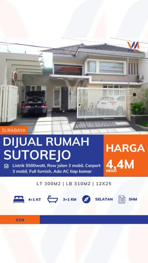 Dijual Rumah Sutorejo – Full Furnish, Row 3 Mobil, Siap Huni