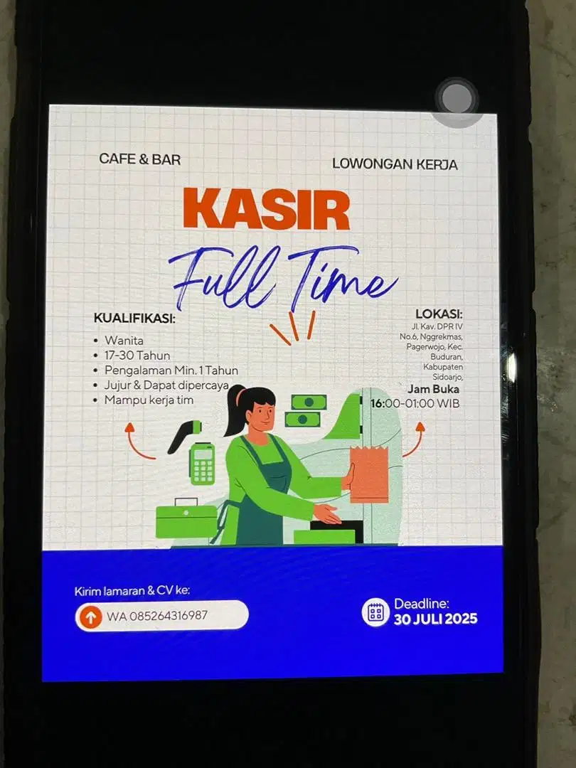 Lowongan kasir wanita