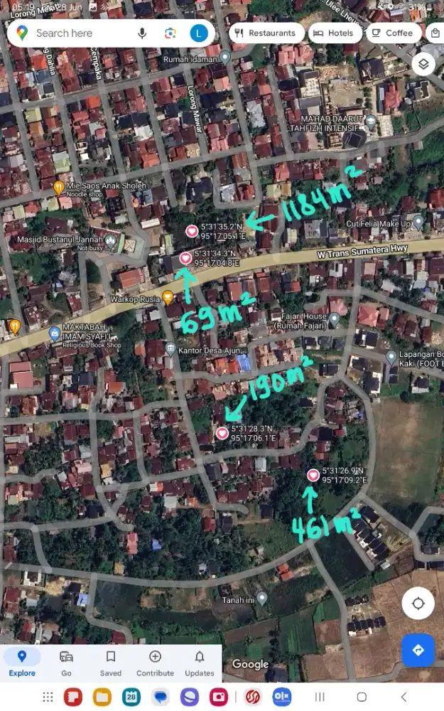 Dijual 3 tanah lokasi terusan dekat trans sumatra aceh