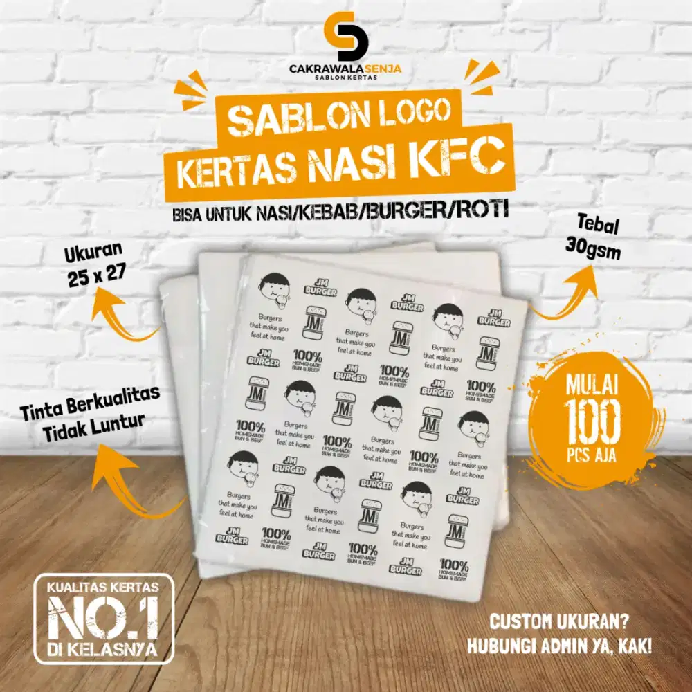 Cetak Kertas Nasi Sablon Custom Jogja – Bisa Logo Sendiri, Anti Minyak