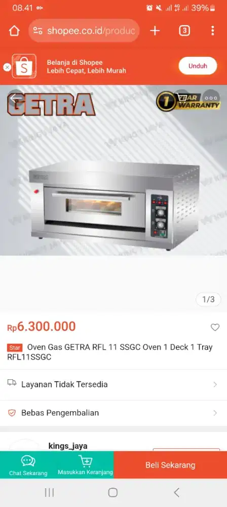 Oven deck Getra tipe RFL 11SSGC 1 deck 1 tray